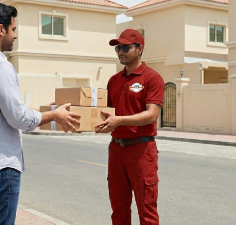 Manakamana team collecting parcels for delivery in Kuwait